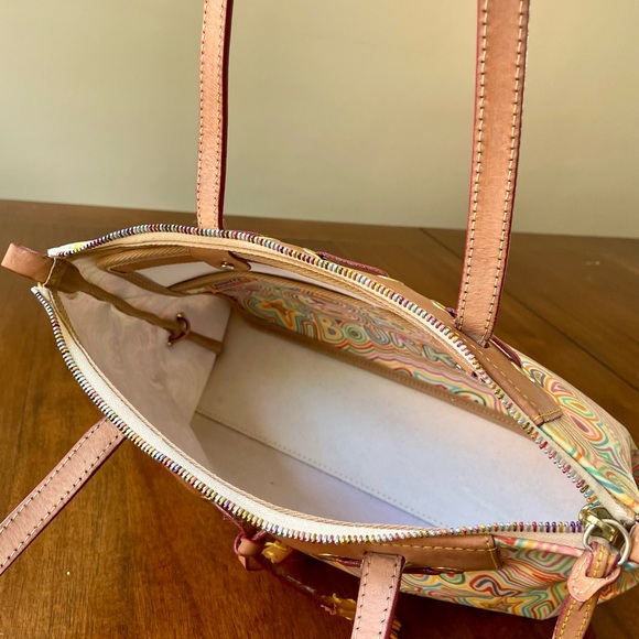Vintage Dooney & Bourke Rainbow Zipper Scribble Shoulder Bag Wristlet Set Y2K - Picture 7 of 16